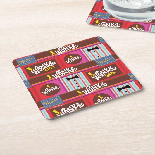 Willy Wonka Snoep Pattern Kartonnen Onderzetters (Schuin)