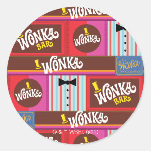 Willy Wonka Snoep Pattern Ronde Sticker