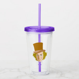 Willy Wonka Stenced Face Graphic Acryl Drinkbeker