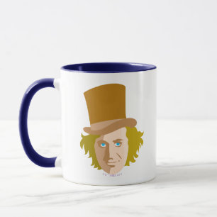 Willy Wonka Stenced Face Graphic Mok