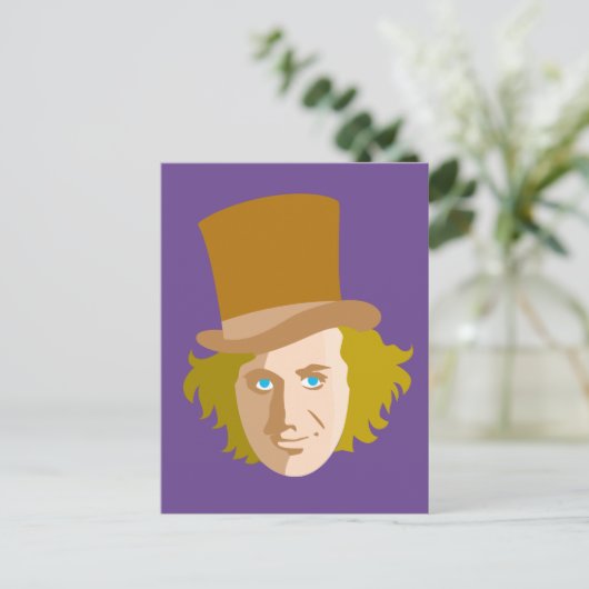 Willy Wonka Stenciled Face Graphic Briefkaart (Staand voorkant)