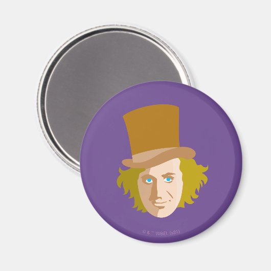 Willy Wonka Stenciled Face Graphic Magneet (Voorkant / Achterkant)