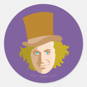 Willy Wonka Stenciled Face Graphic Ronde Sticker