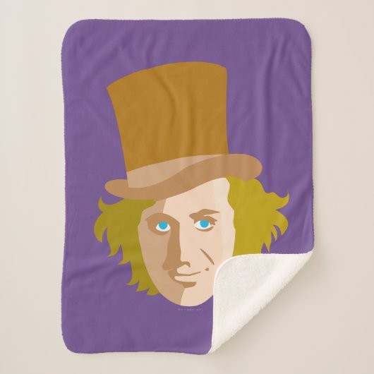 Willy Wonka Stenciled Face Graphic Sherpa Deken (Voorkant)