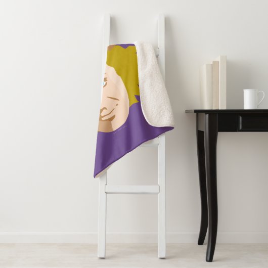 Willy Wonka Stenciled Face Graphic Sherpa Deken (In situ)