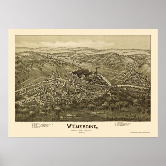 Wilmerding, PA Panorama Map - 1897 Poster (Voorkant)