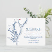 Wilmington Delaware bruiloft welkom en route Bedankkaart (Staand voorkant)