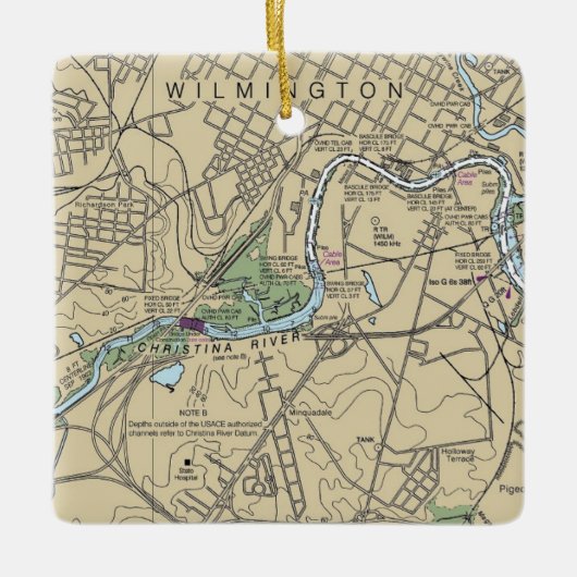 Wilmington Delaware Map Keramisch Ornament (Voorkant)