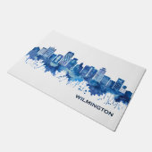 Wilmington Delaware Skyline Blue Deurmat (Schuin)