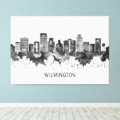Wilmington Delaware Skyline BW Canvas Afdruk (Insitu (Houten vloer))