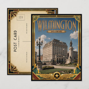 Wilmington Delaware Vintage Art Deco Gouden Tijdpe Briefkaart