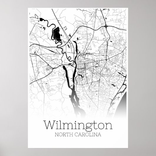 Wilmington Map - North Carolina - City Map Poster (Voorkant)