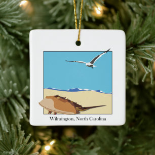 Wilmington, NC Hoefijzer Crab Seagull Beach Keramisch Ornament