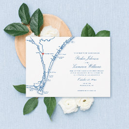 Wilmington NC Kaart Elegant Navyblauw Huwelijk