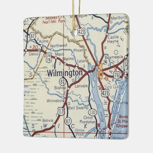 Wilmington NC  Map Keramisch Ornament (Links)