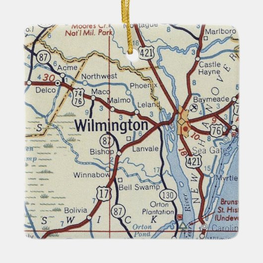 Wilmington NC  Map Keramisch Ornament (Voorkant)