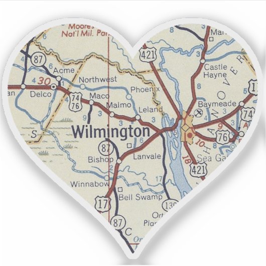 Wilmington NC  Map Sticker (Voorkant)