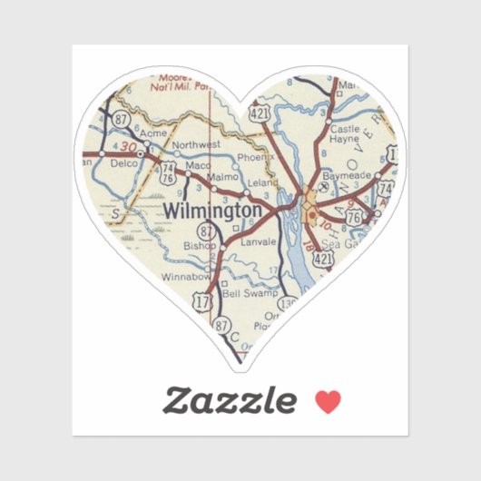 Wilmington NC  Map Sticker (Vel)