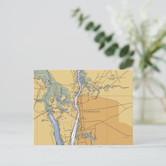 Wilmington, NC Nautical Chart Briefkaart (Staand voorkant)