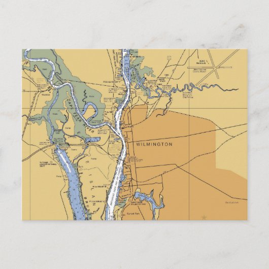Wilmington, NC Nautical Chart Briefkaart (Voorkant)