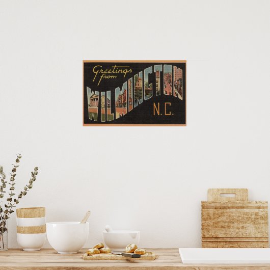 Wilmington, North Carolina - Grote lettertjes Poster (Keuken)