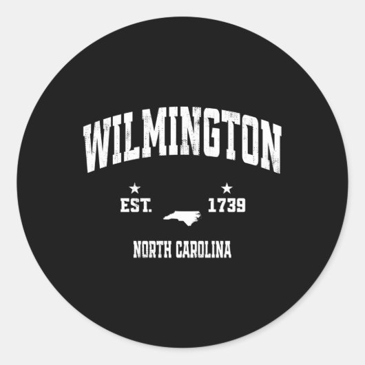 Wilmington North Carolina NC Throwback Ronde Sticker (Voorkant)