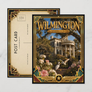 Wilmington North Carolina Vintage Art Deco Goud Briefkaart