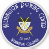 Wilmington Rowing Center Ronde Vinyl Sticker Blauw (Voorkant)