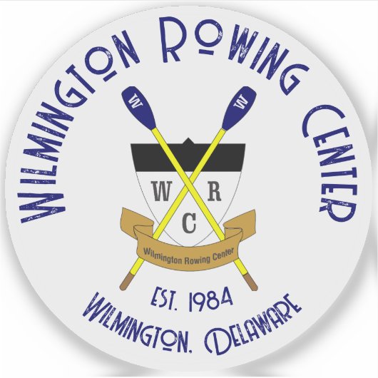 Wilmington Rowing Center Ronde Vinyl Sticker Wit (Voorkant)