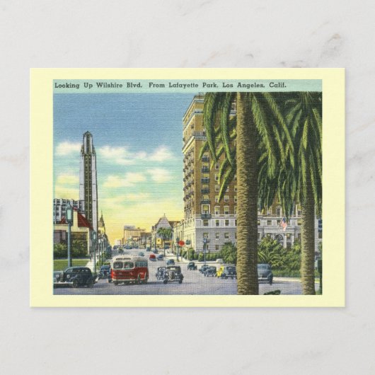 Wilshire Blvd., Los Angeles, Californische Vintage Briefkaart (Voorkant)