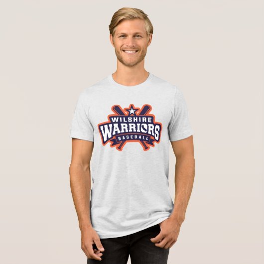 Wilshire Warriors Baseball League Logo Tri-Blend Shirt (Voorkant volledig)