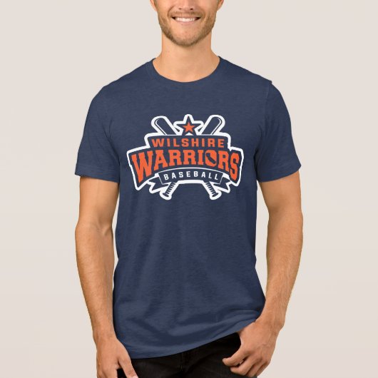 Wilshire Warriors Baseball League White Logo Tri-Blend Shirt (Voorkant)