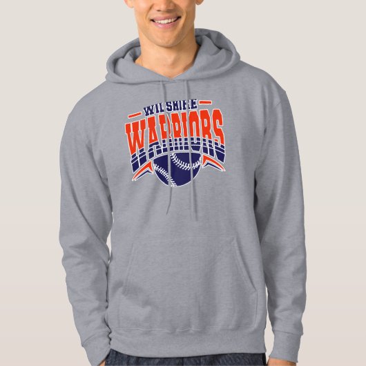Wilshire Warriors Navy Baseball Logo Hoodie (Voorkant)