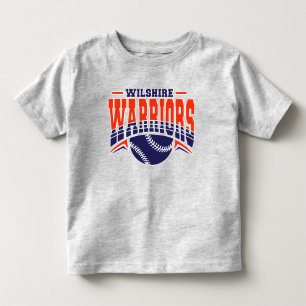 Wilshire Warriors Navy Baseball Logo Kinder Shirts