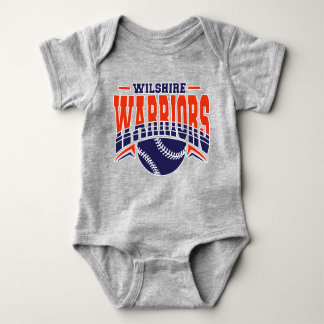 Wilshire Warriors Navy Baseball Logo Romper