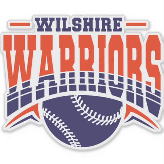 Wilshire Warriors Navy Baseball Logo Sticker (Voorkant)
