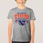 Wilshire Warriors Navy Baseball Logo Tri-Blend Shirt (Voorkant)