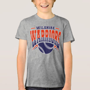 Wilshire Warriors Navy Baseball Logo Tri-Blend Shirt
