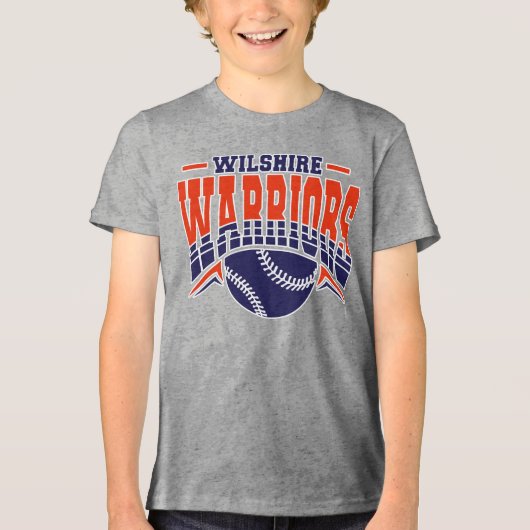 Wilshire Warriors Navy Baseball Logo Tri-Blend Shirt (Voorkant)