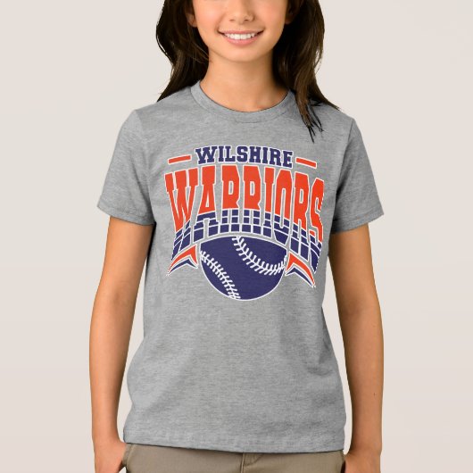 Wilshire Warriors Navy Baseball Logo Tri-Blend Shirt (Voorkant)