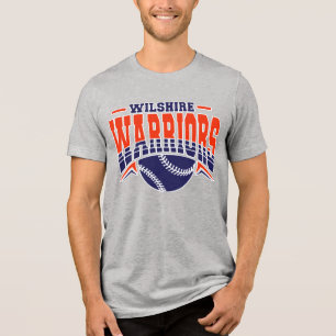Wilshire Warriors Navy Baseball Logo Tri-Blend Shirt