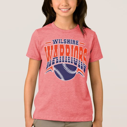 Wilshire Warriors Navy Baseball Logo Tri-Blend Shirt (Voorkant)