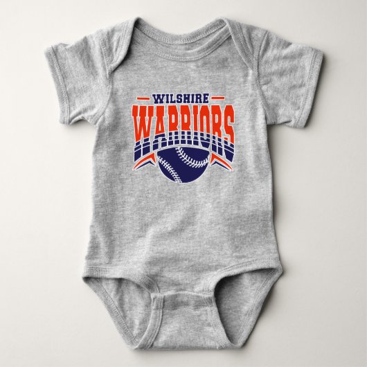 Wilshire Warriors Navy Honkbal Logo Romper (Voorkant)