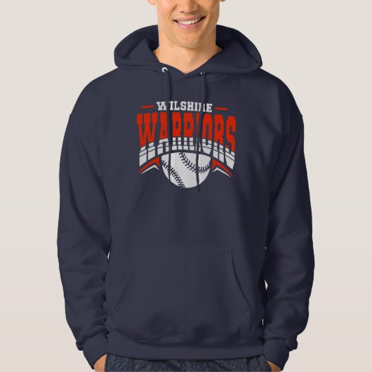 Wilshire Warriors White Baseball Logo Hoodie (Voorkant)