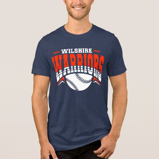 Wilshire Warriors White Baseball Logo Tri-Blend Shirt (Voorkant)