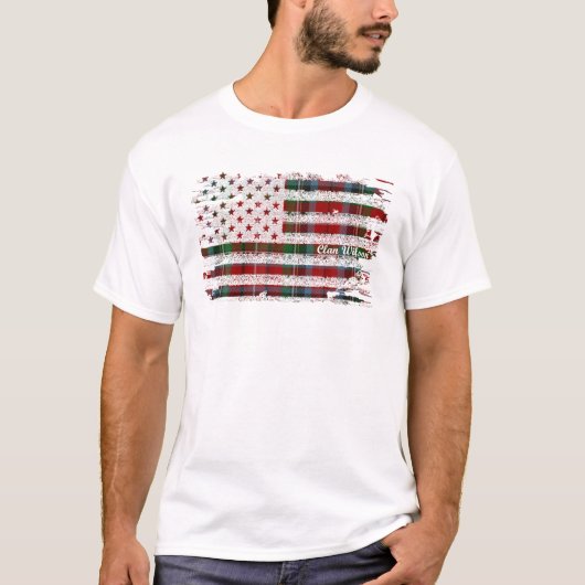 Wilson achternaam American Flag Scottish Clan Tart T-shirt (Voorkant)