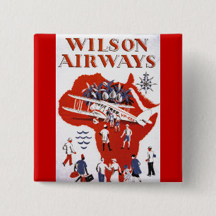 Wilson Airways ~ Africa Vierkante Button 5,1 Cm