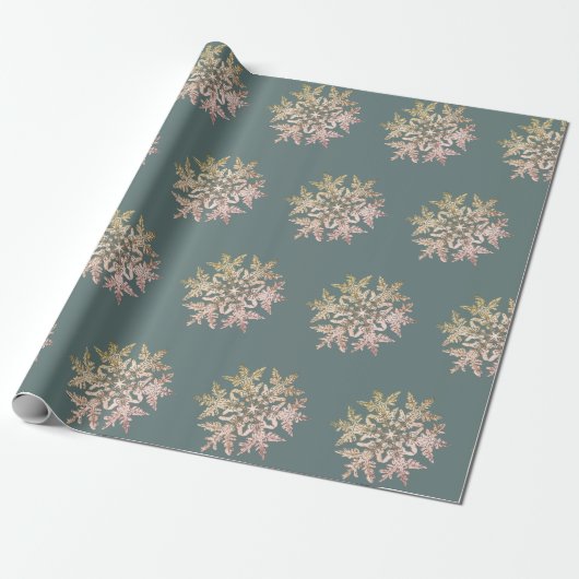 WILSON BENTLEY SNOWFLAKE OP BLUE GRAY CADEAUPAPIER (Uitgerold)