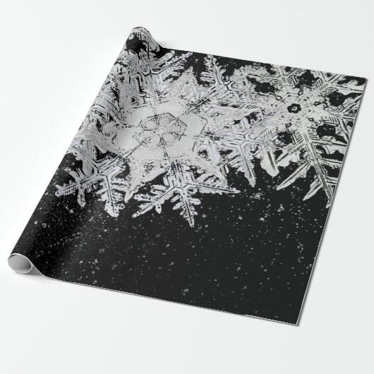 WILSON BENTLEY SNOWFLAKS OP NACHT SKY CADEAUPAPIER (Uitgerold)