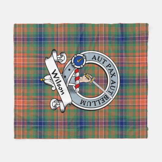 Wilson Clan Badge Tartan Plaid Fleece Deken (Voorkant (Horizontaal))